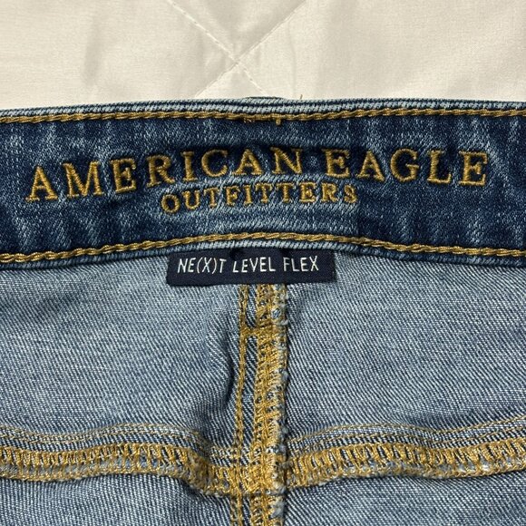 American Eagle Next Level Flex Slim Jeans Mens 34x34 Blue Distressed Stretch - Picture 6 of 14